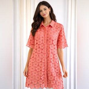 Floral Lace Button-Up Dress